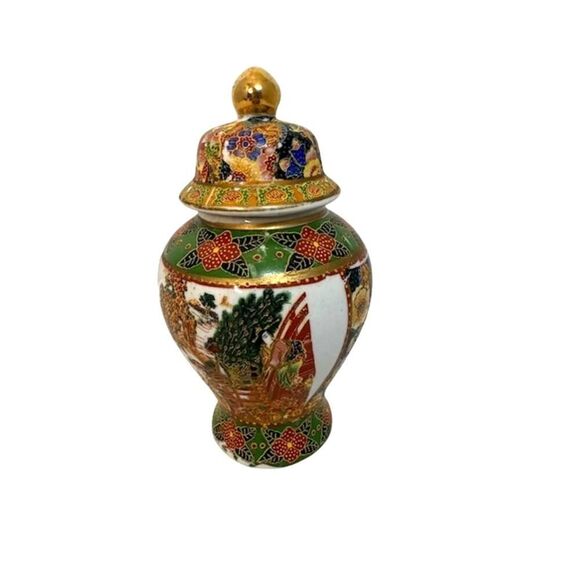 Mid Century Chinese Geisha Petite Ginger Jar 6.5" - Picture 2 of 8